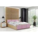 Čalúnená posteľ PANAMA XT 140x200cm výklopná remeselný dub - ružová